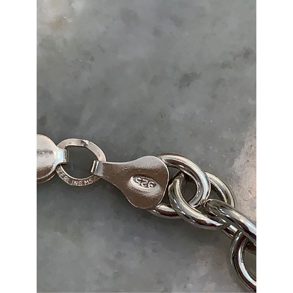 .925 Cable Link Sterling Silver Bracelet #charm bracelet - Picture 5 of 6